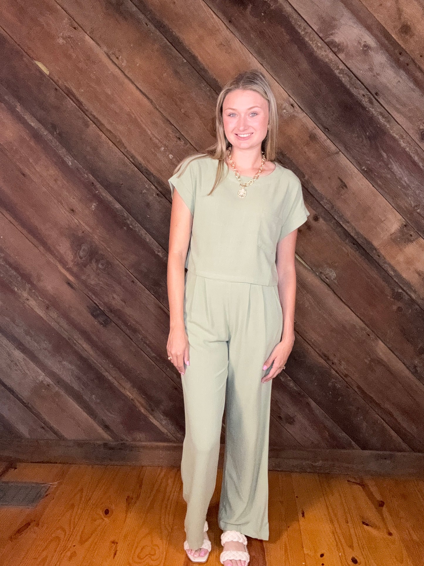Coffee Date Olive Pant Set