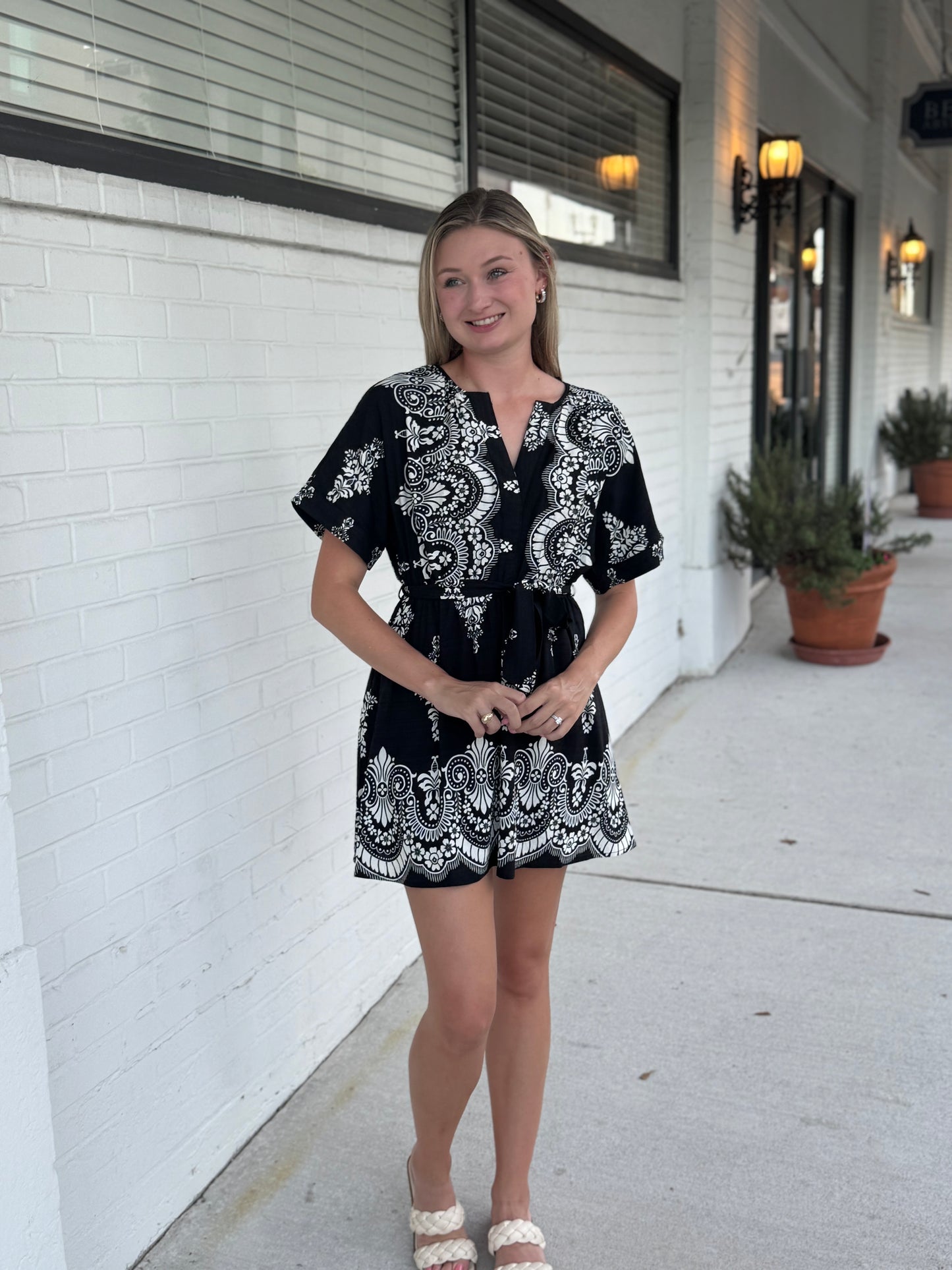 Angelica Black Tie Waist Mini Dress