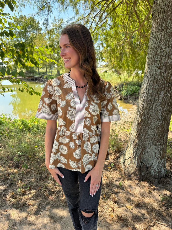 Blair Brown Floral Top
