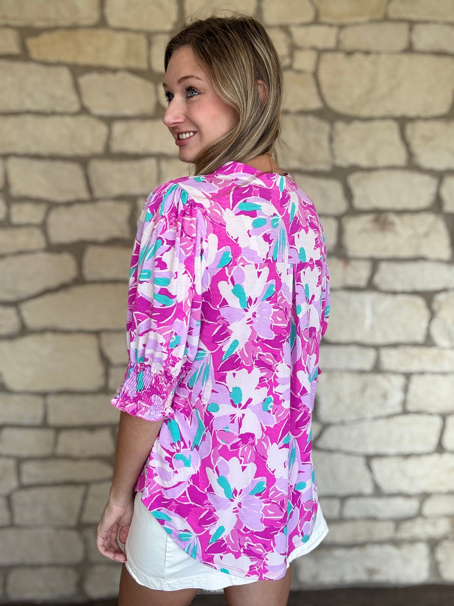 Lauren 3/4 Sleeve Floral Top
