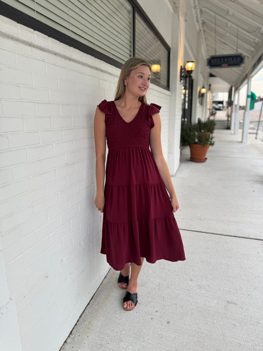 Name of the Game Dress- Maroon