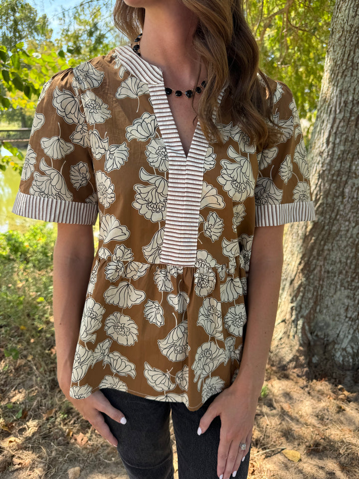 Blair Brown Floral Top