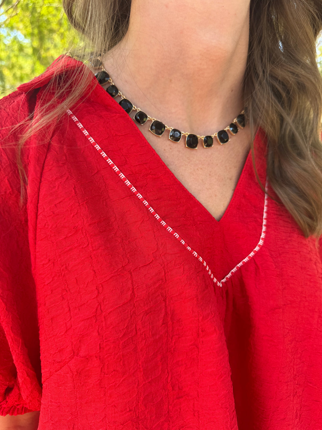 Jenna Red Puff Sleeve Top