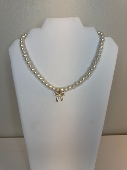 Pearl Bow Necklace