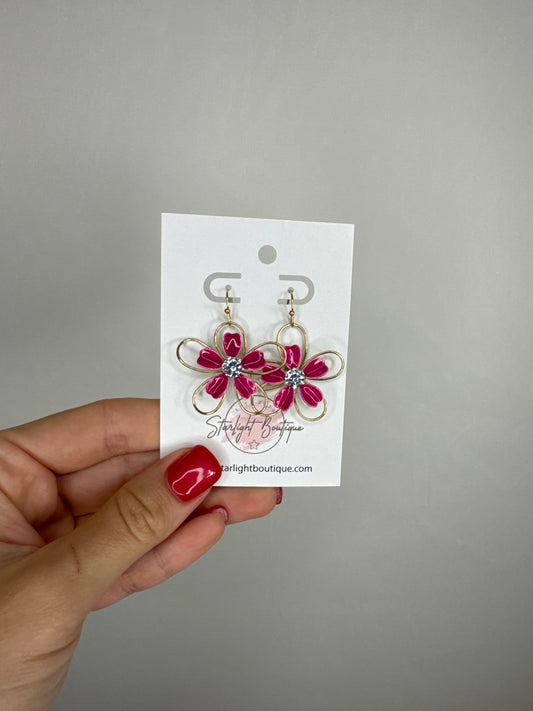 Pink Flower Earrings