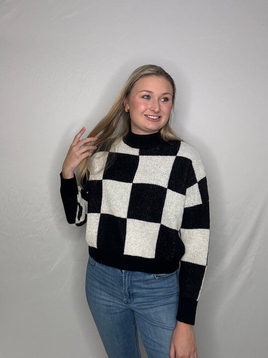 Black and White Checkered Sweater