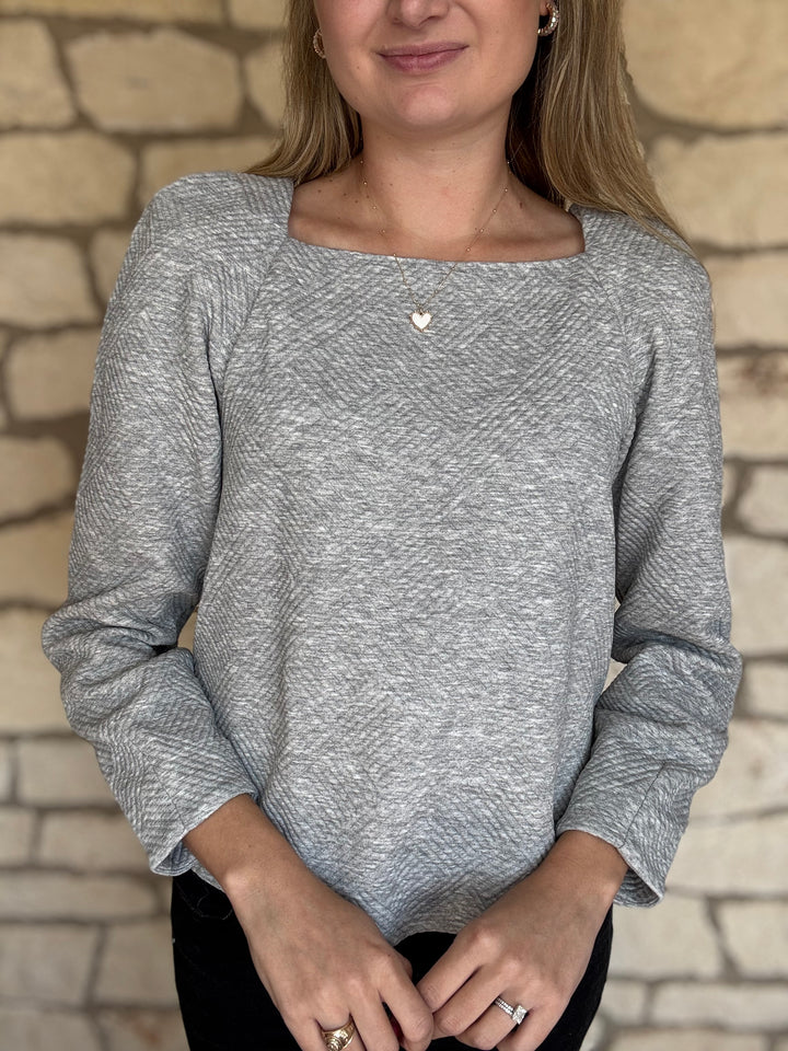 Heather Long Sleeve Grey Top