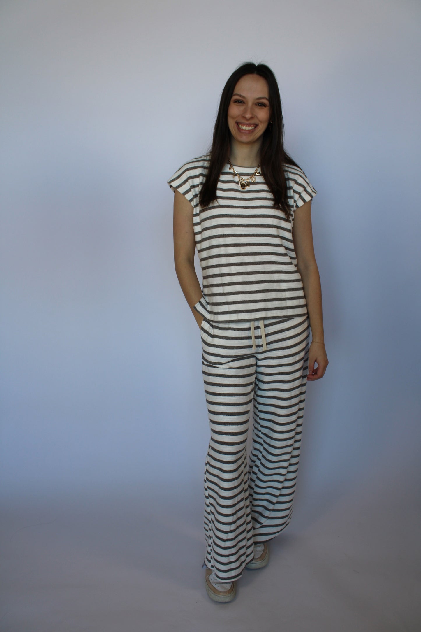 Victoria Striped Drawstring Set