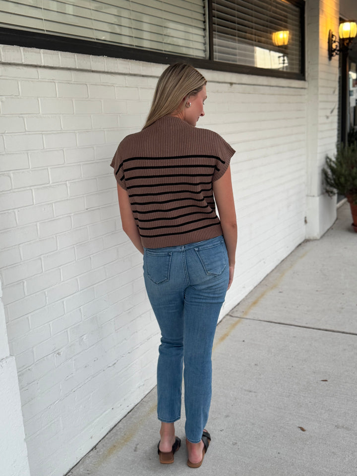 Susan Striped Brown Sweater Shirt