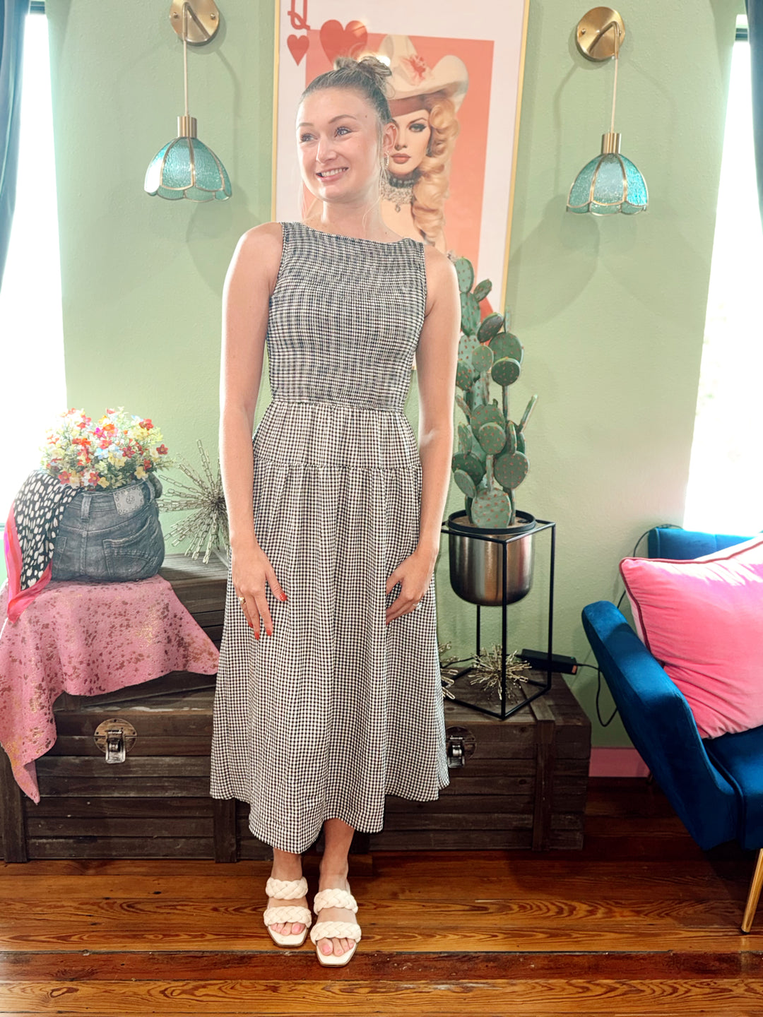 Kate Gingham Black Maxi Dress