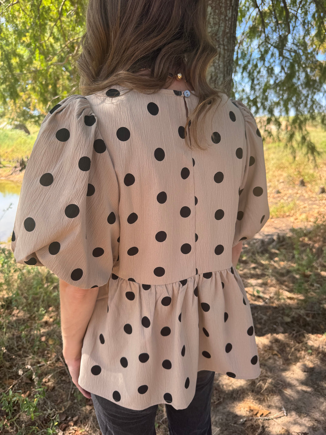 Blake Cream Polka Dot Top