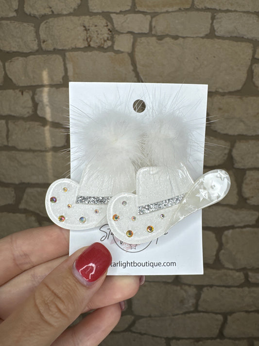 White Cowboy Earrings