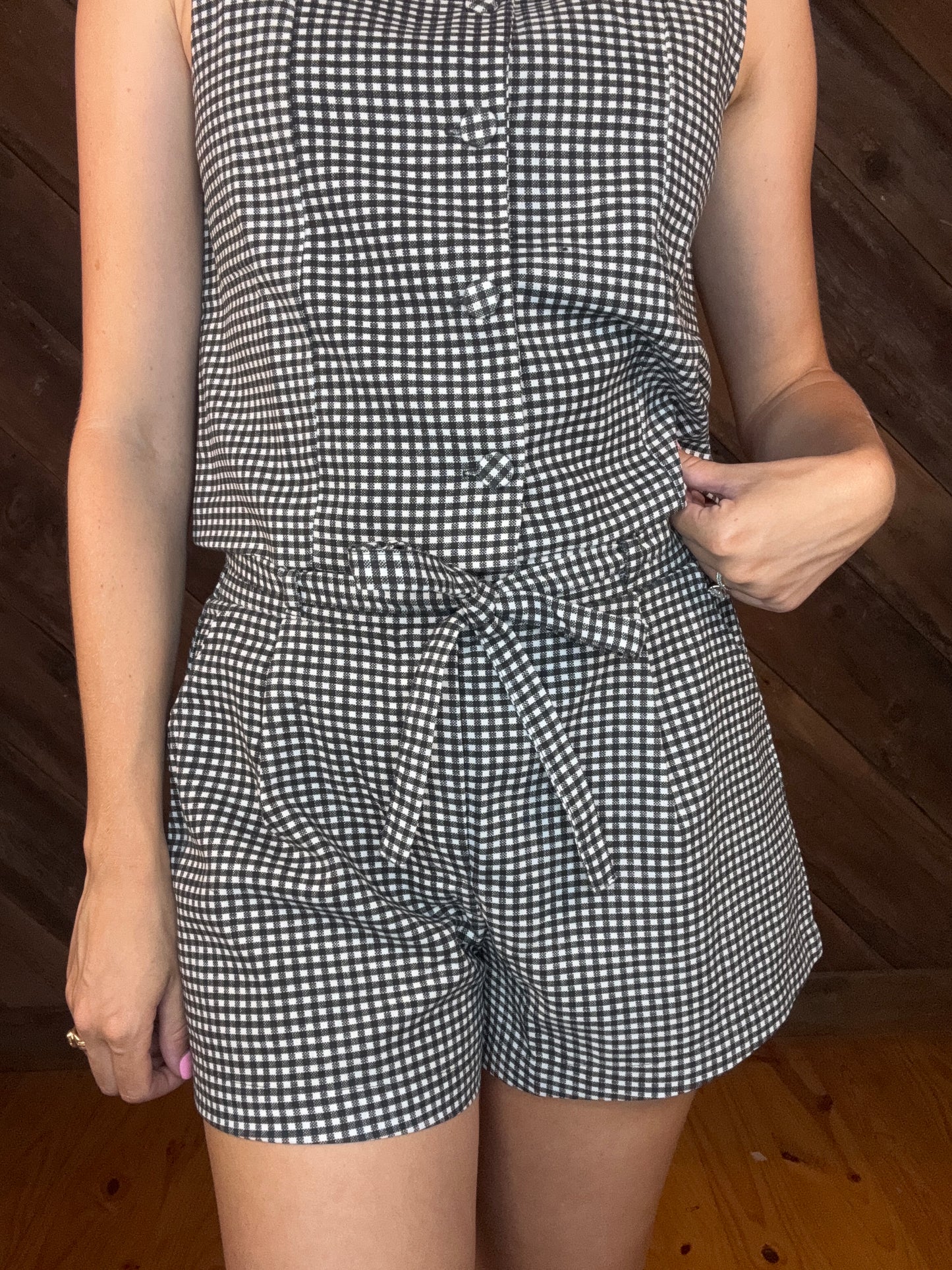 Black Gingham Short Set