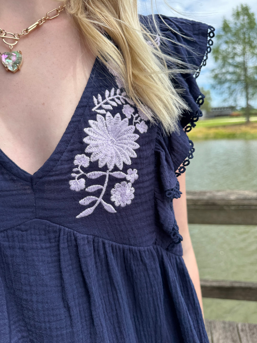 Aria Embroidered Gauze Top