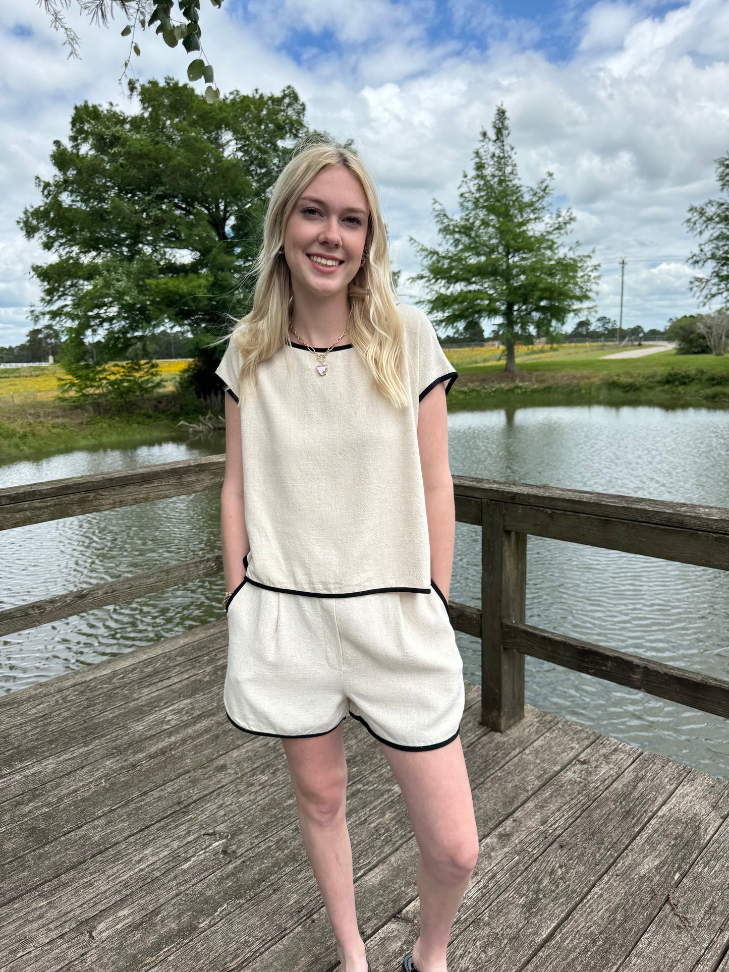 Lori Natural Linen Short Set