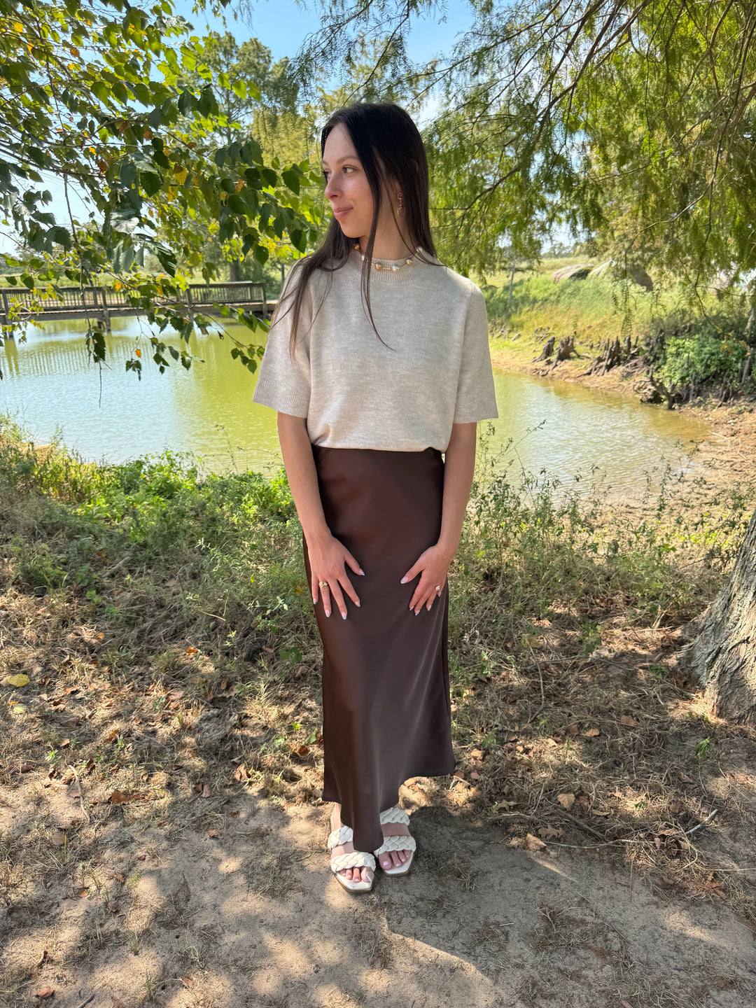 Jane Oatmeal Crewneck Sweater Shirt