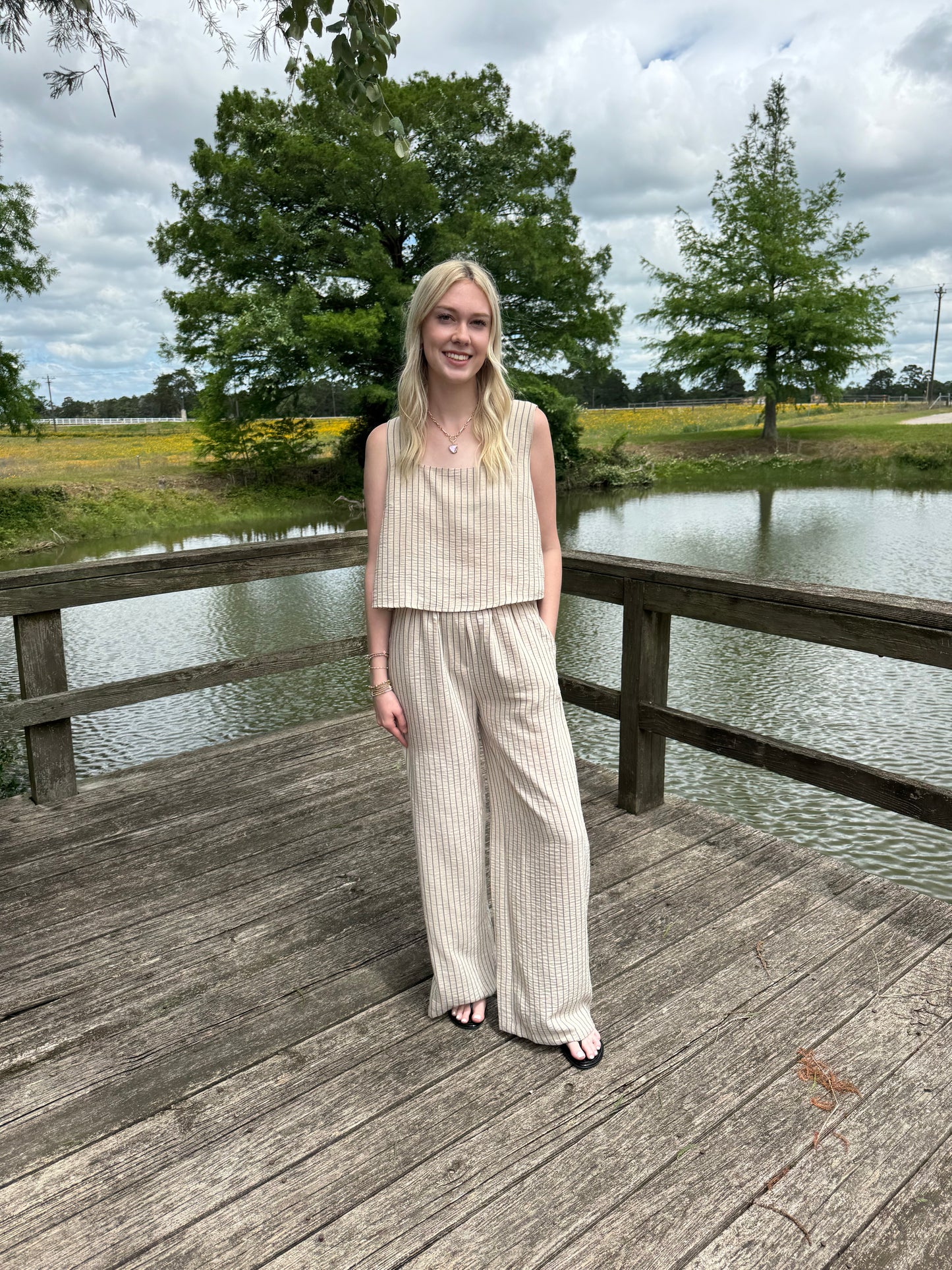 Tina Pinstripe Pant Set