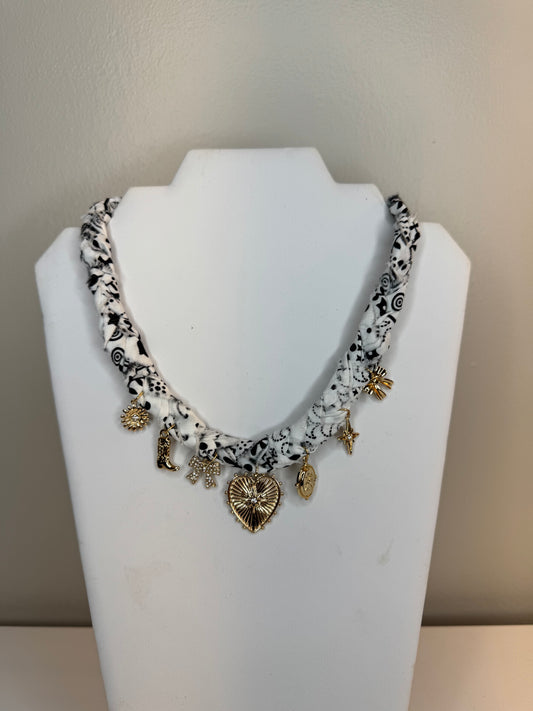 Black and White Scarf Necklace