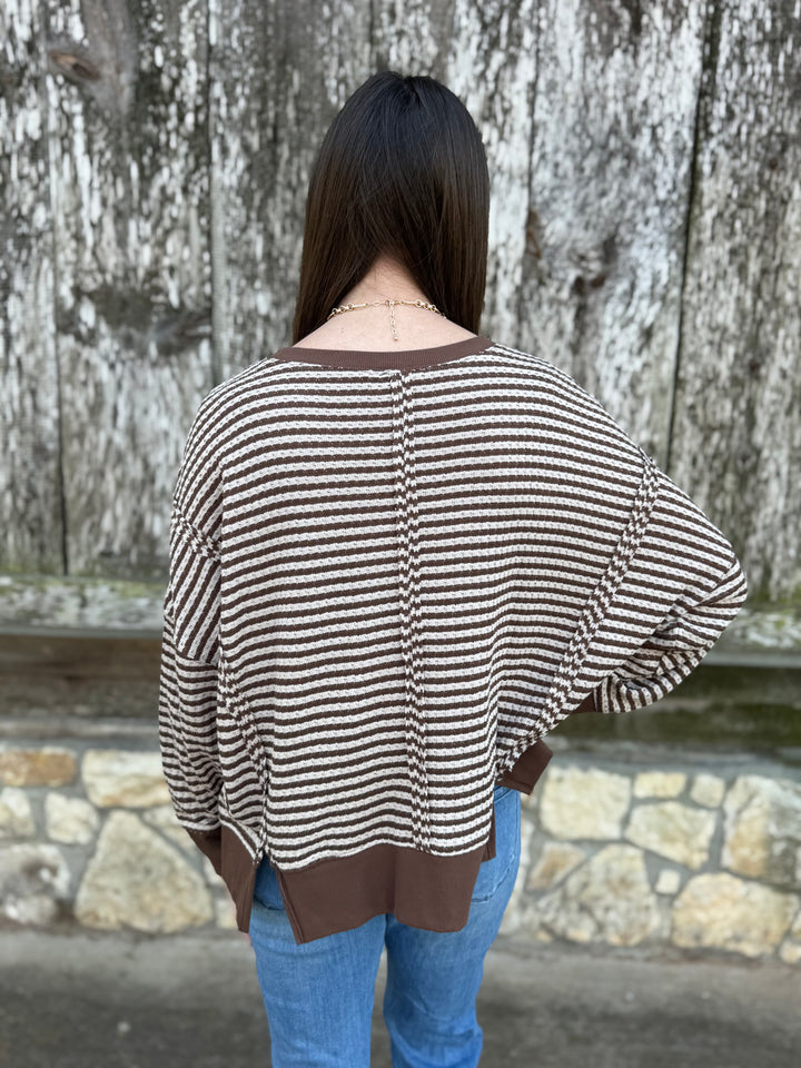 Julia Brown Knit Long Sleeve Top
