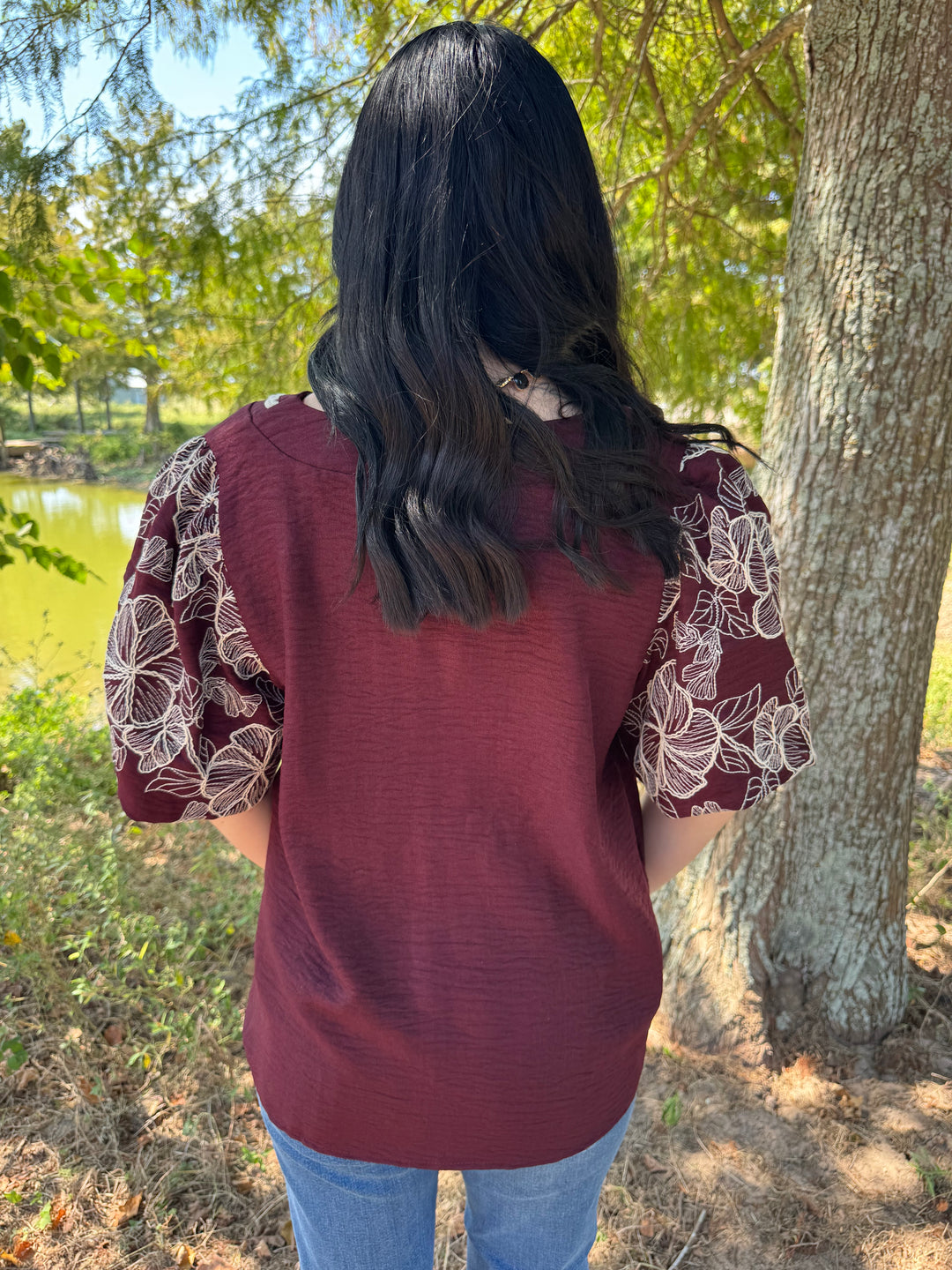 Cora Wine Puff Sleeve Top