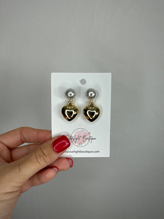 Pearl and Heart Studs