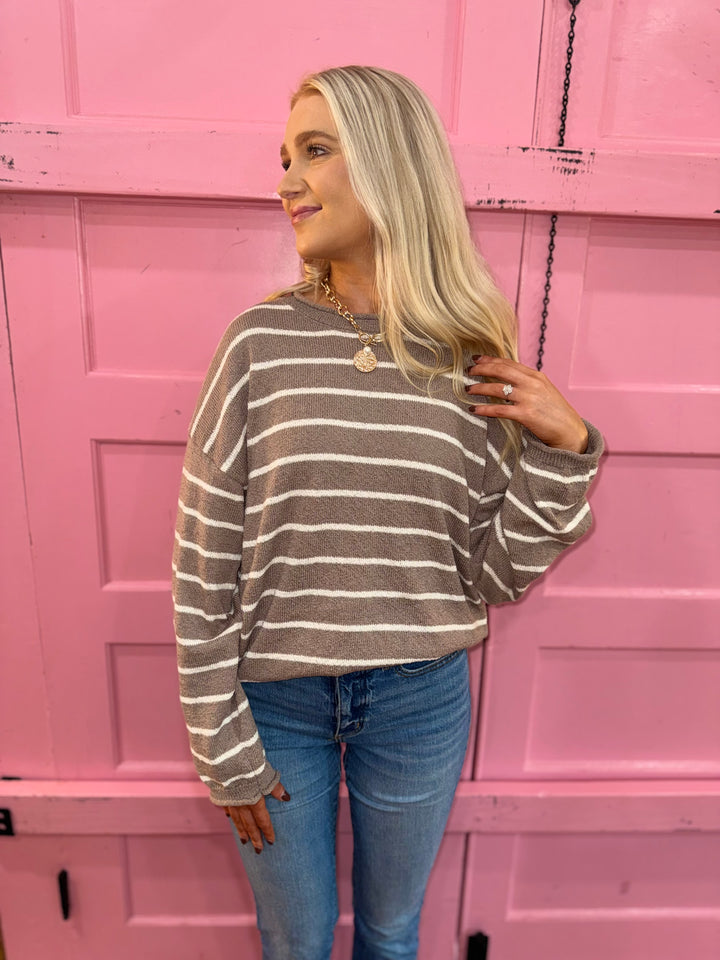 Brooke Striped Brown Sweater
