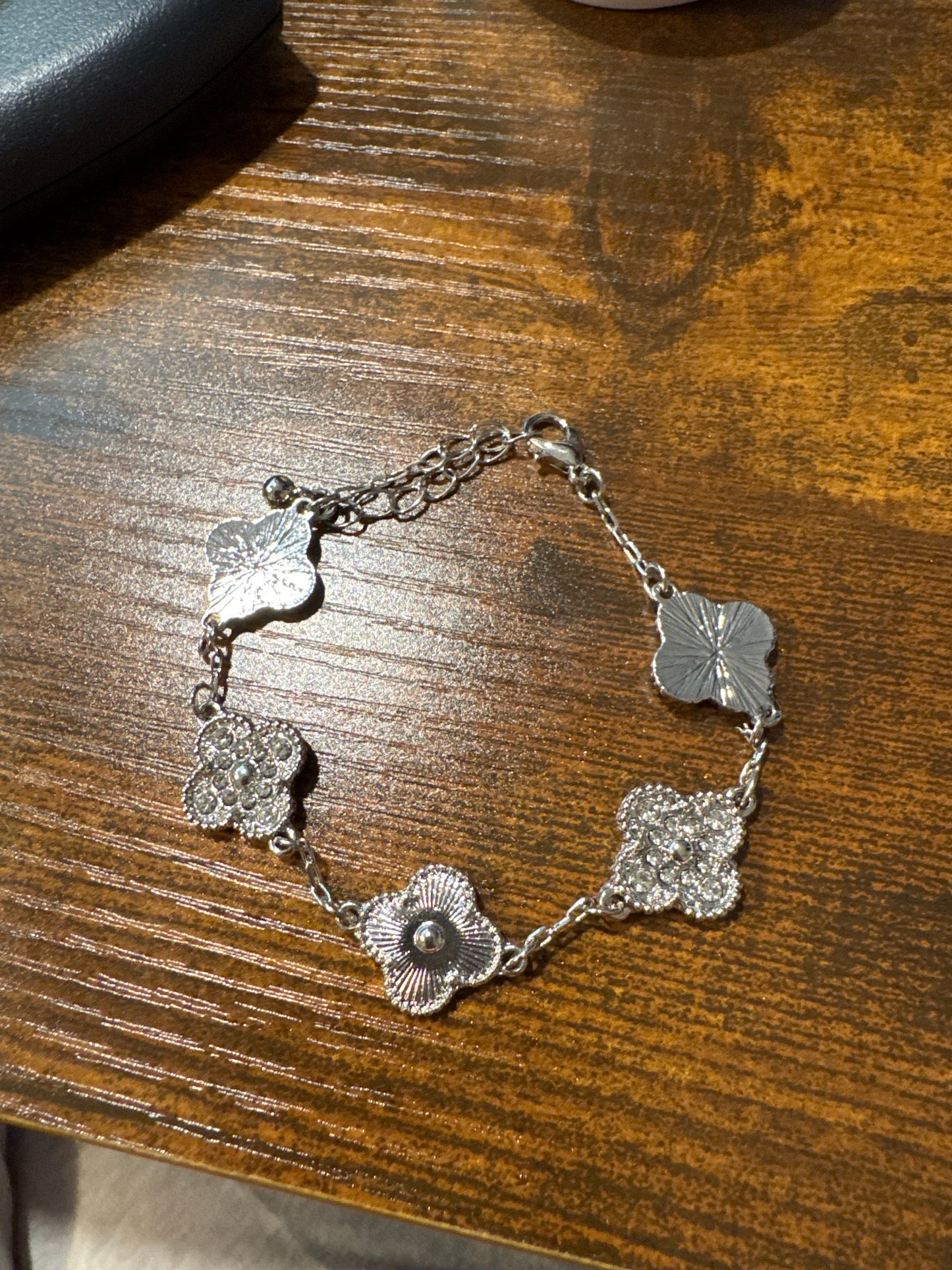 Silver Pave Clover Bracelet