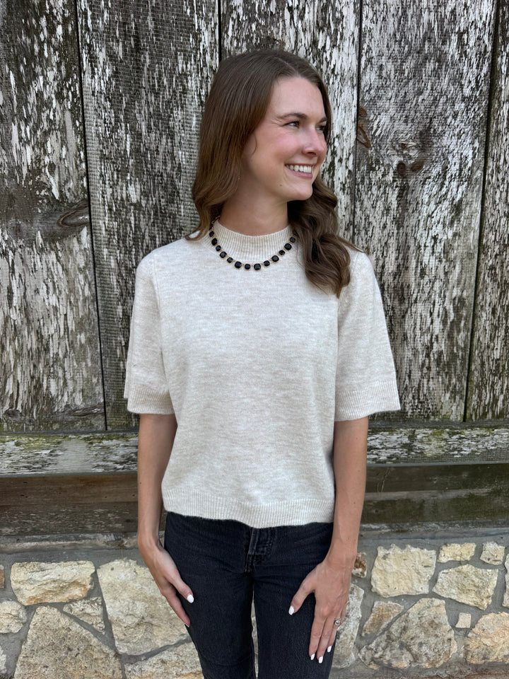 Jane Oatmeal Crewneck Sweater Shirt