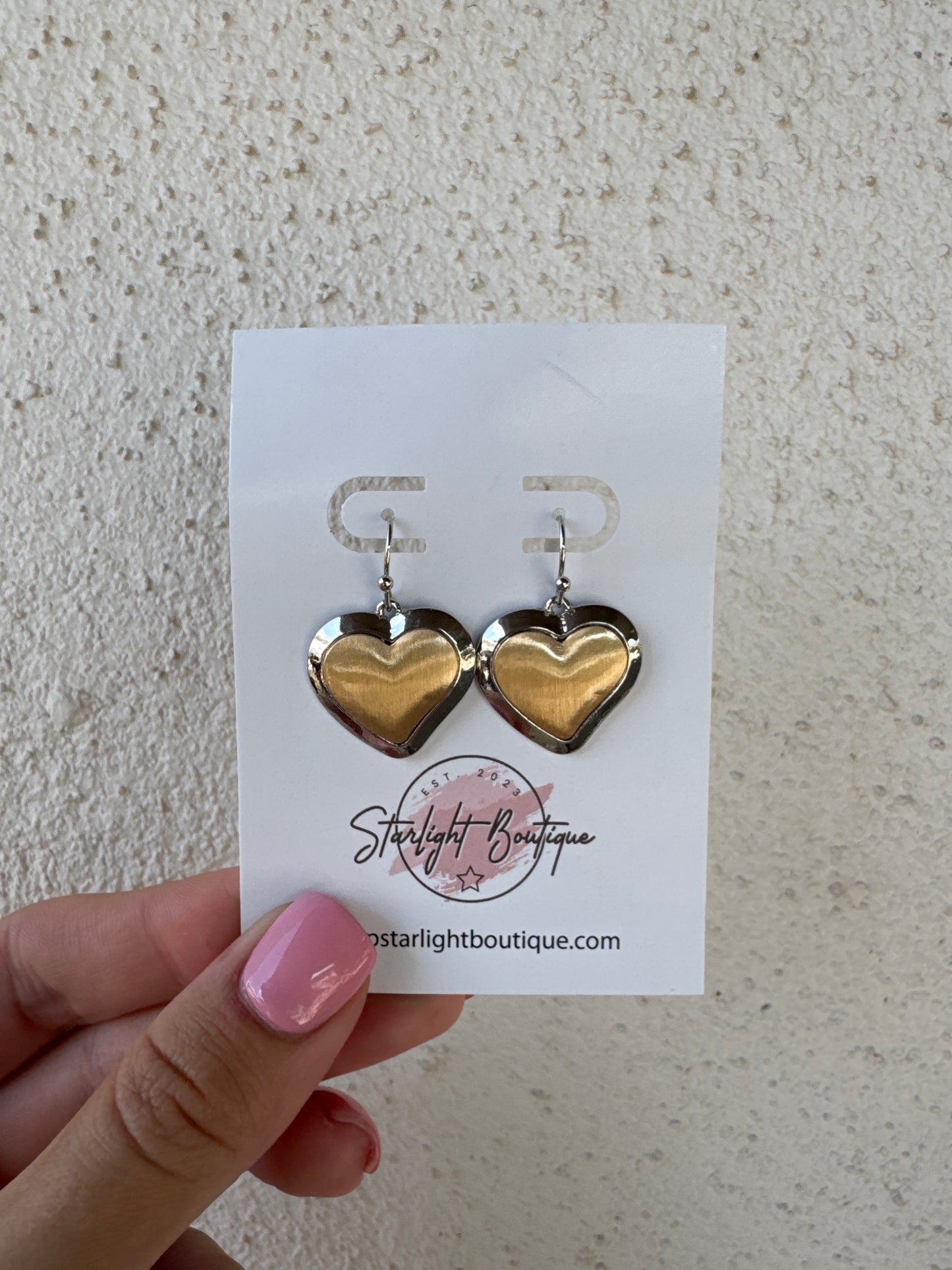 Colby Gold and Silver Heart Earrings