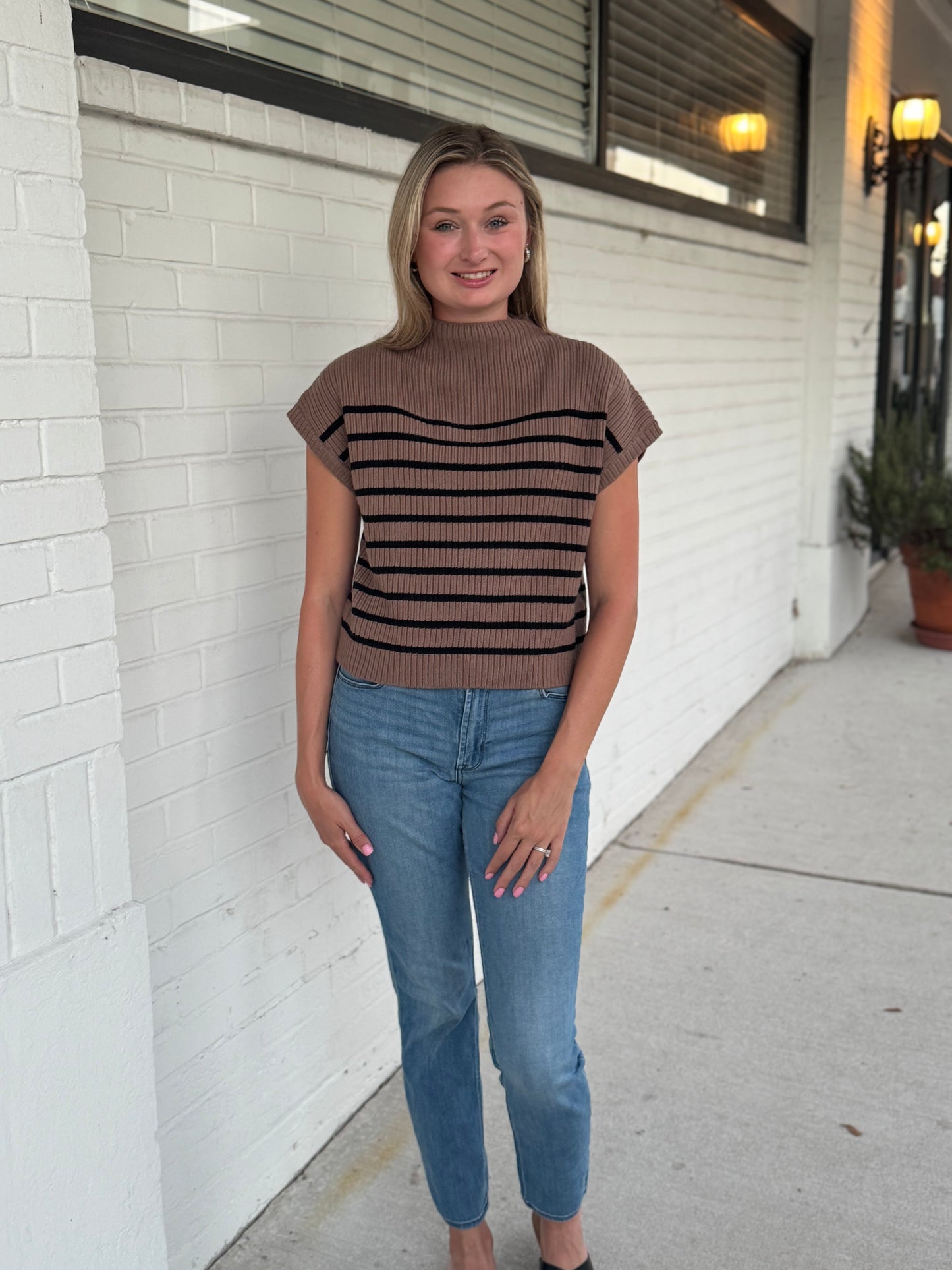 Susan Striped Brown Sweater Shirt