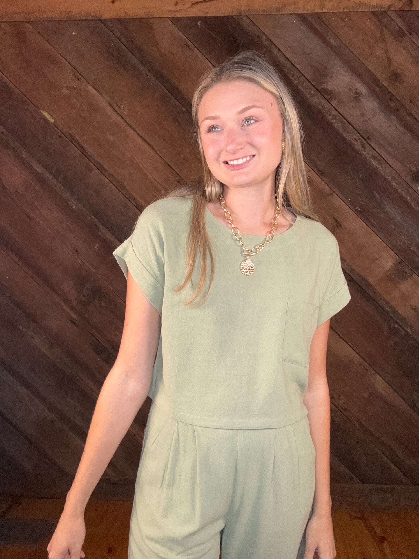 Coffee Date Olive Pant Set