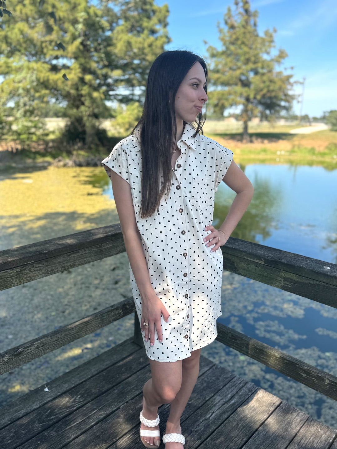 Amer Cream Polka Dot Mini Dress