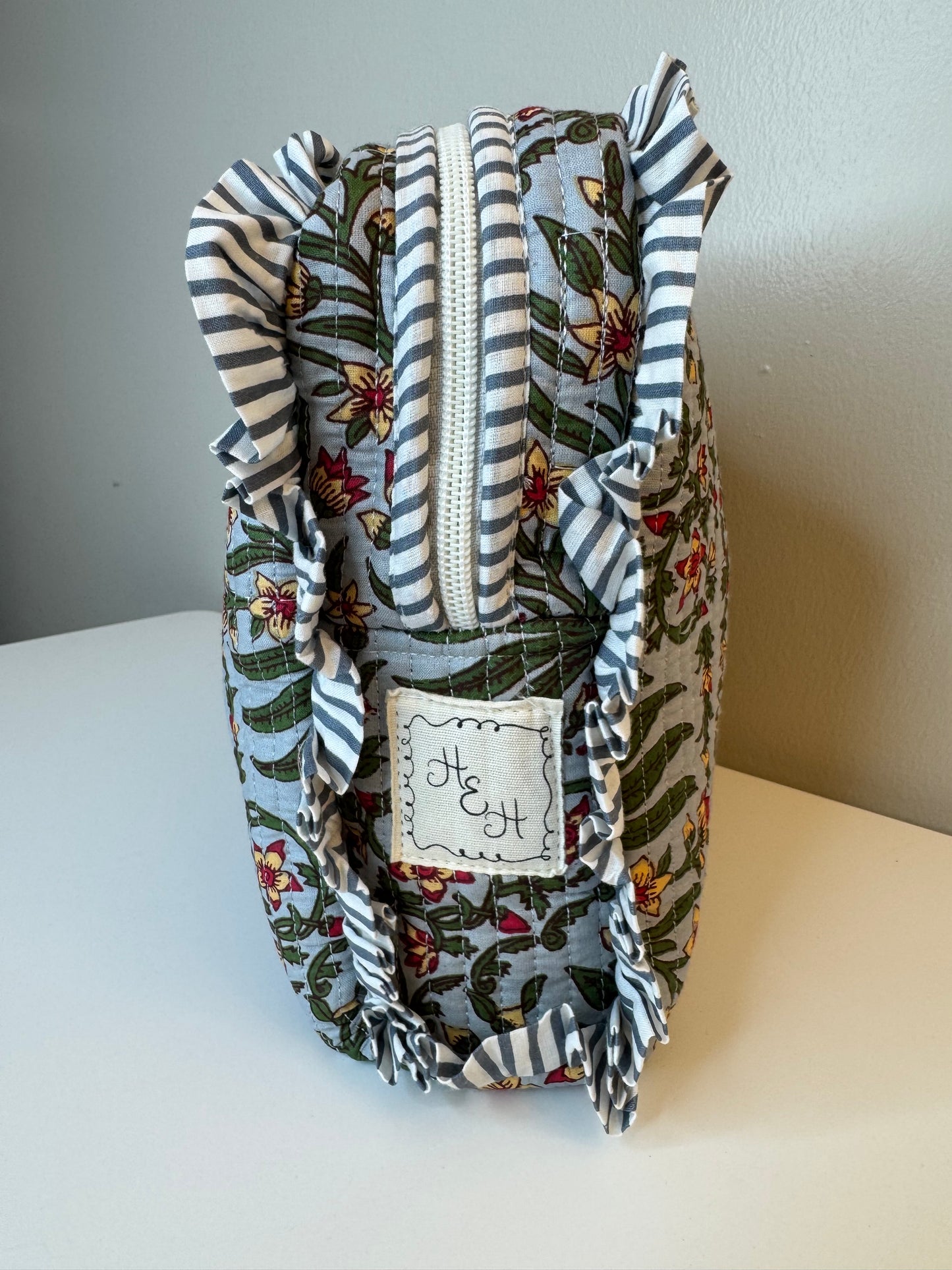 Blue Floral Cosmetic Bag