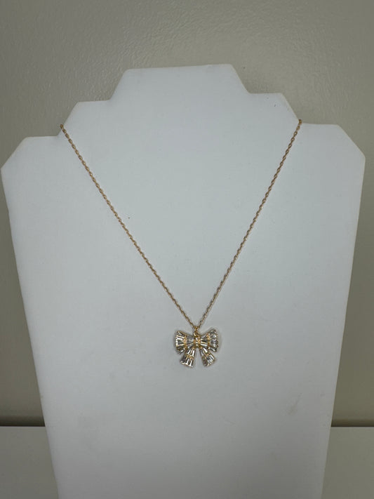 Rhinestone Bow Necklace