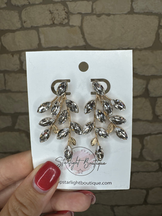 Crystal Leaf Earrings