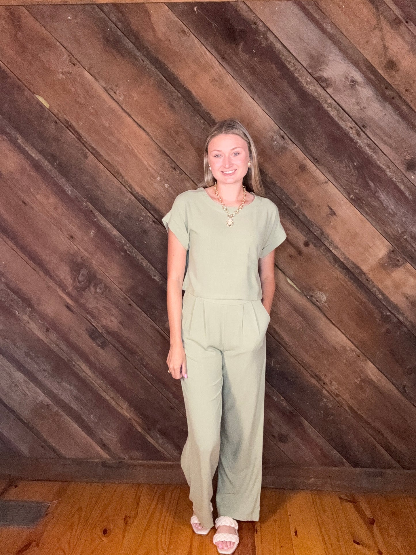 Coffee Date Olive Pant Set
