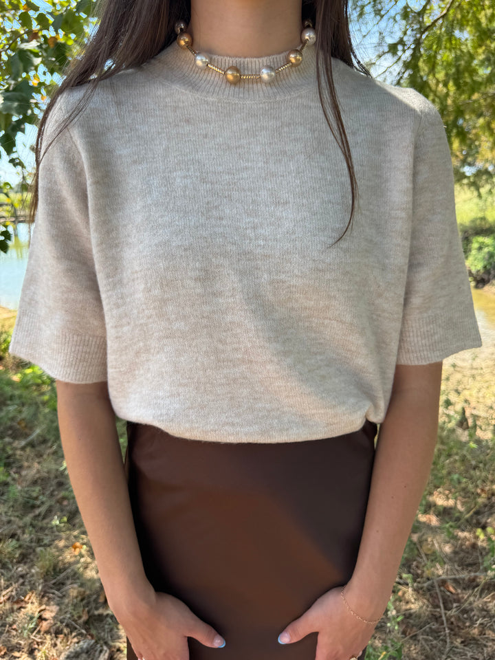 Jane Oatmeal Crewneck Sweater Shirt