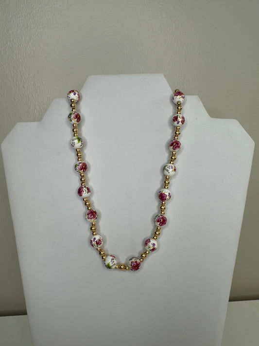 Magnetic Closure Floral Necklace