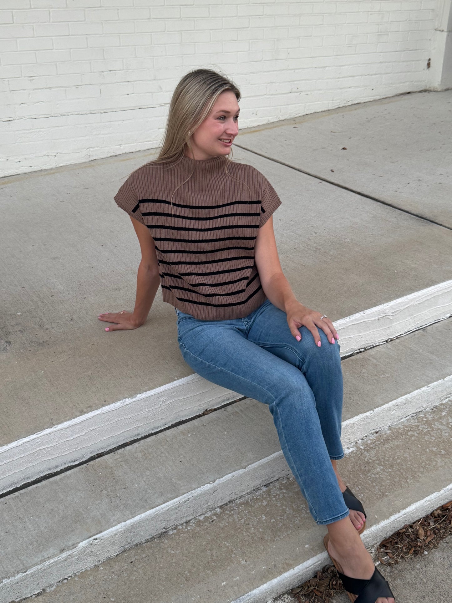 Susan Striped Brown Sweater Shirt