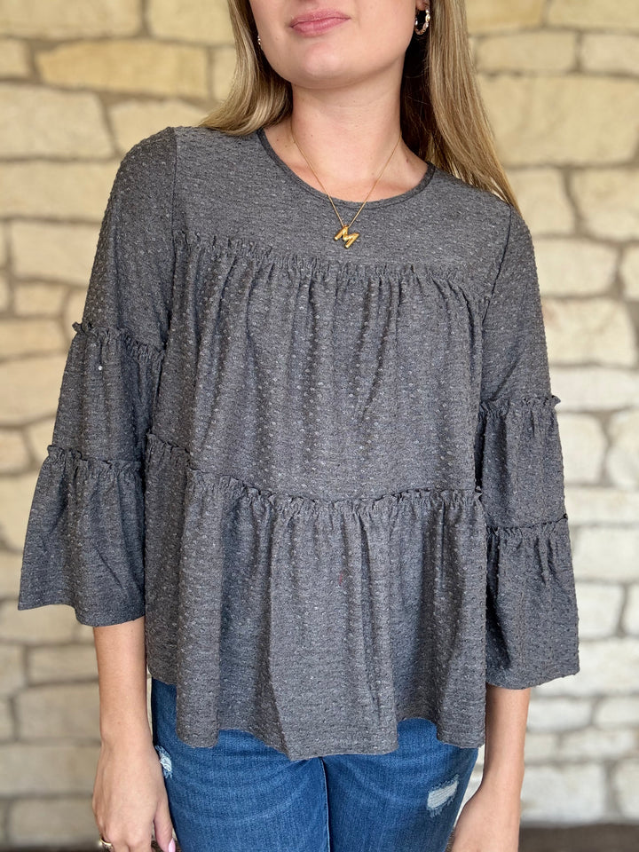 Clementine 3/4 Sleeve Grey Top