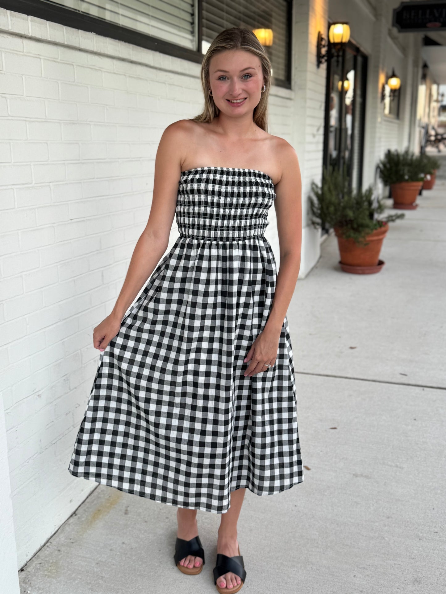 Rory Strapless Gingham Dress