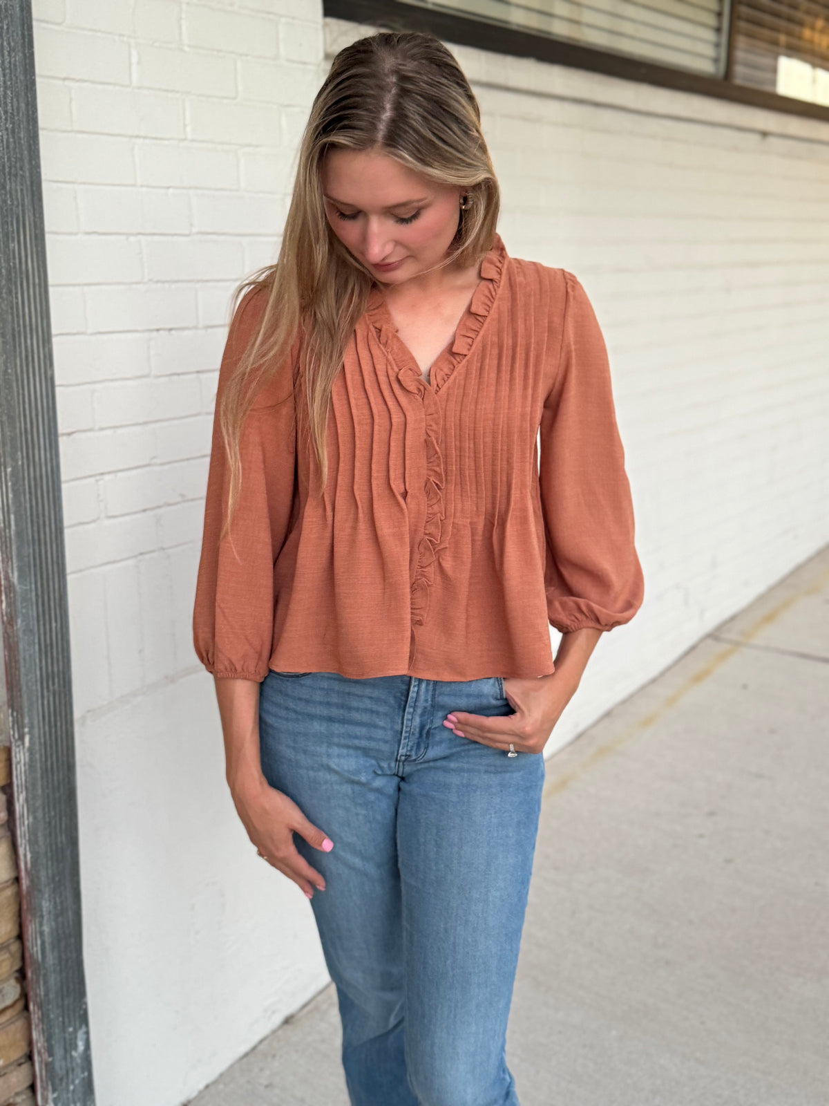 Kayla Rust 3/4 Sleeve Top
