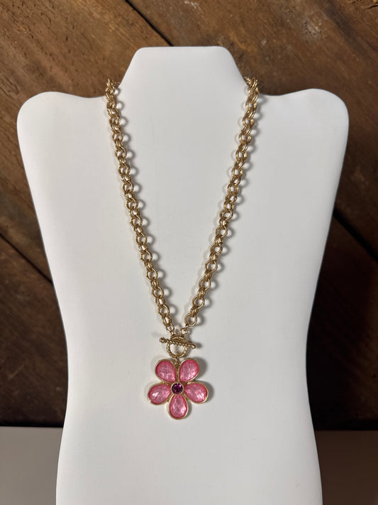 Valerie Pink Flower Chunky Necklace