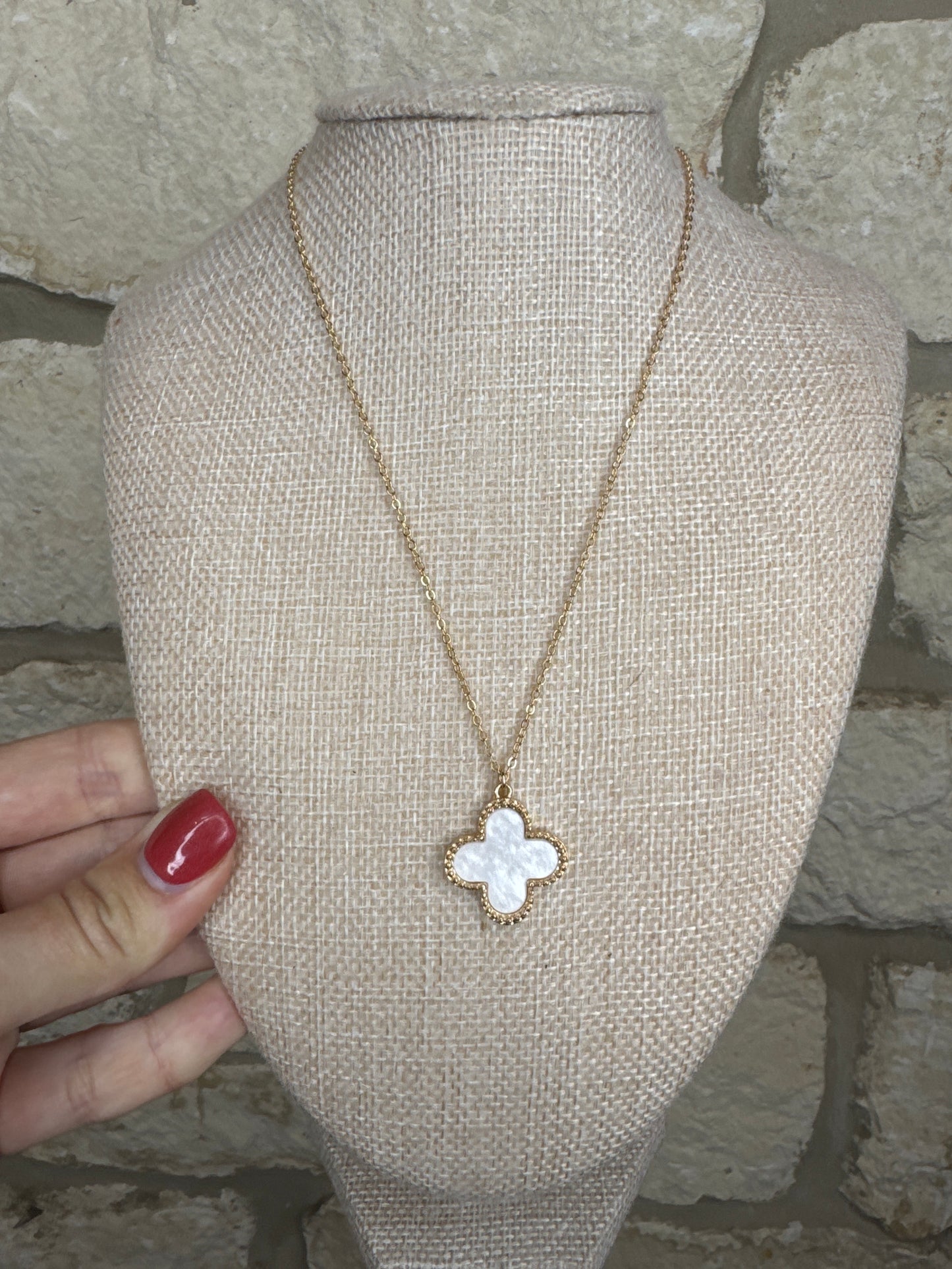 Large White Clover Necklace