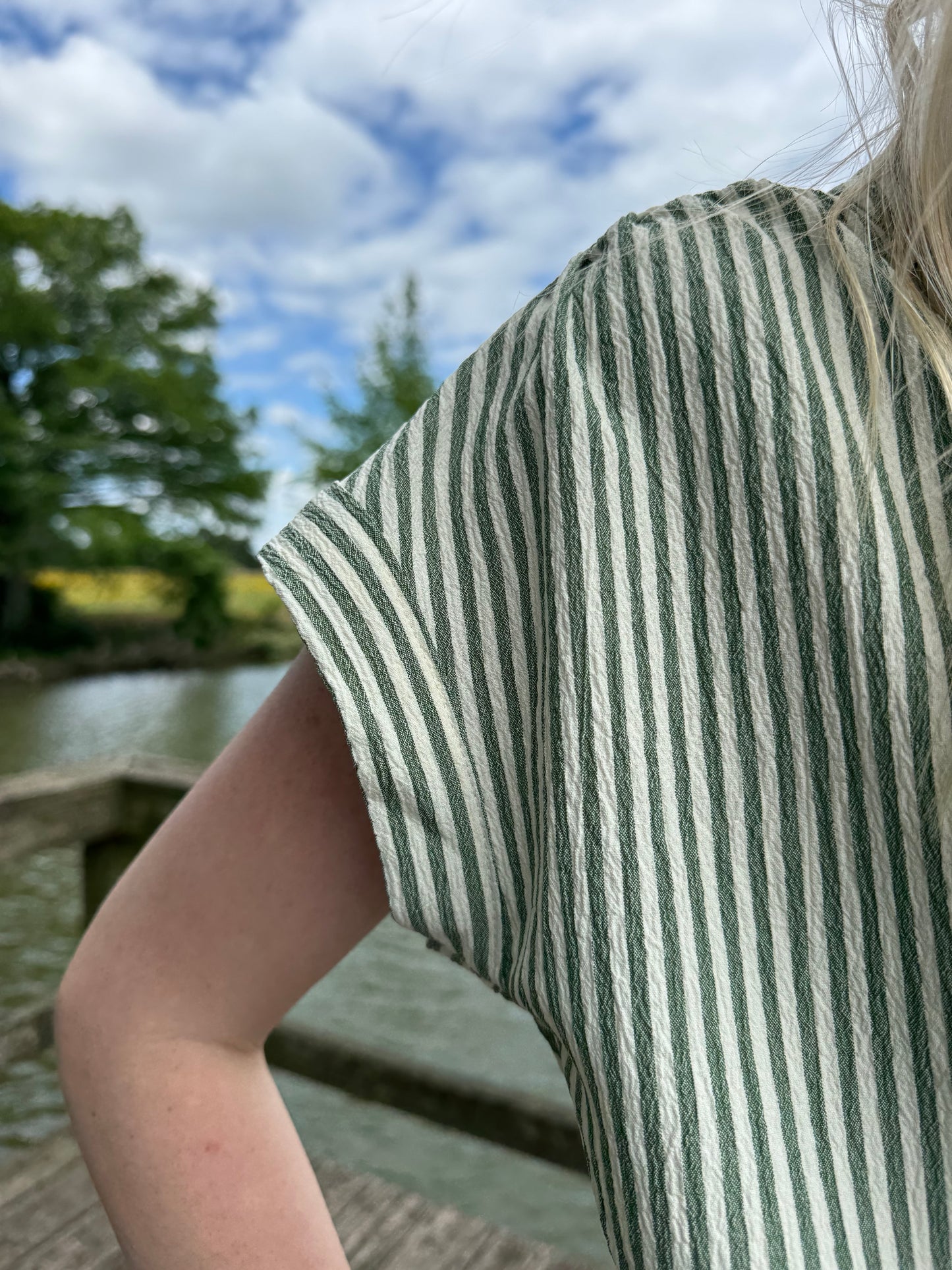 Tyra V Neck Green Collar Top