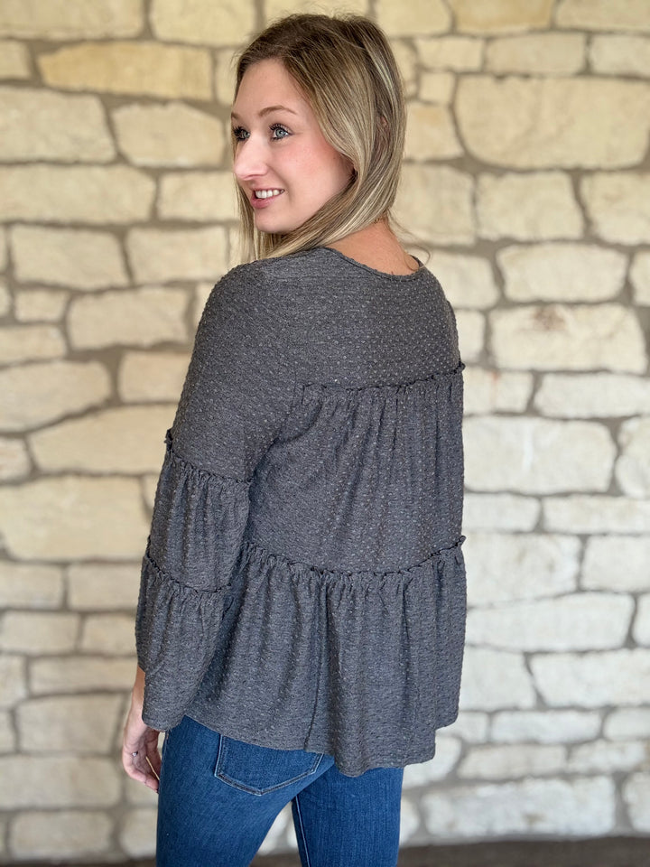 Clementine 3/4 Sleeve Grey Top