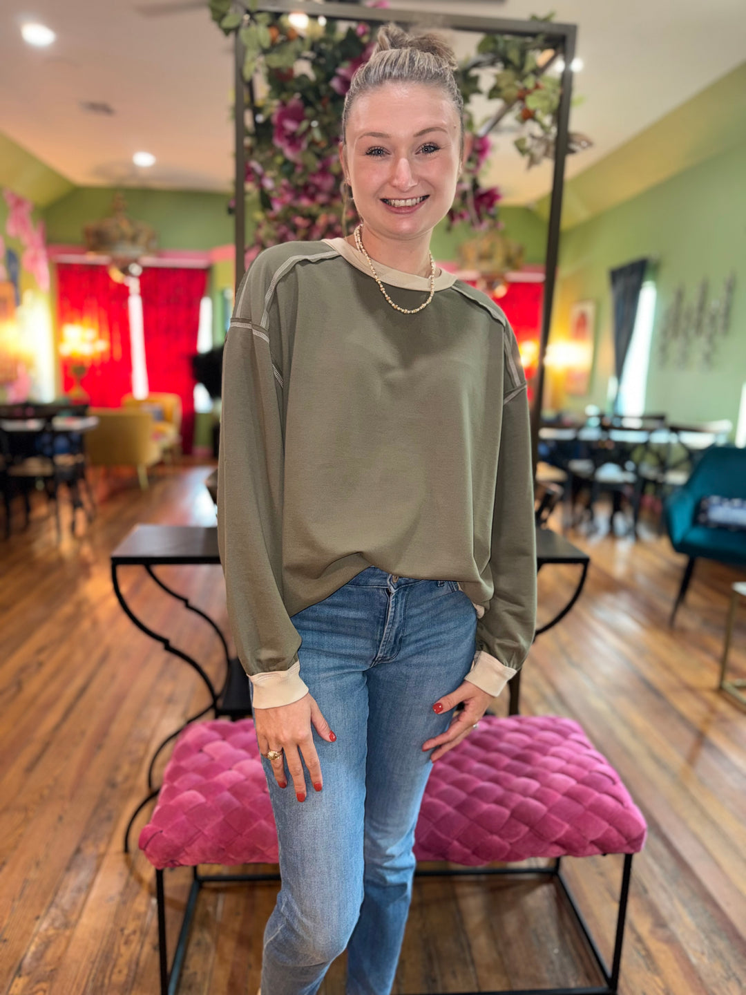Bella Olive Long Sleeve Top