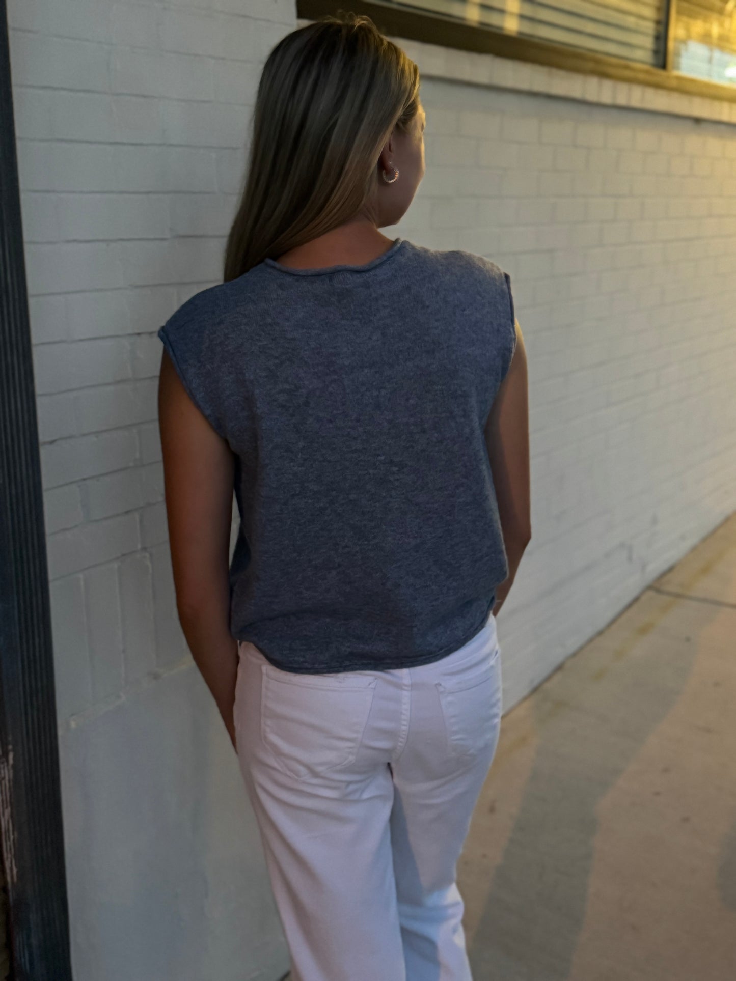 Melinda Dusty Blue Sweater Shirt