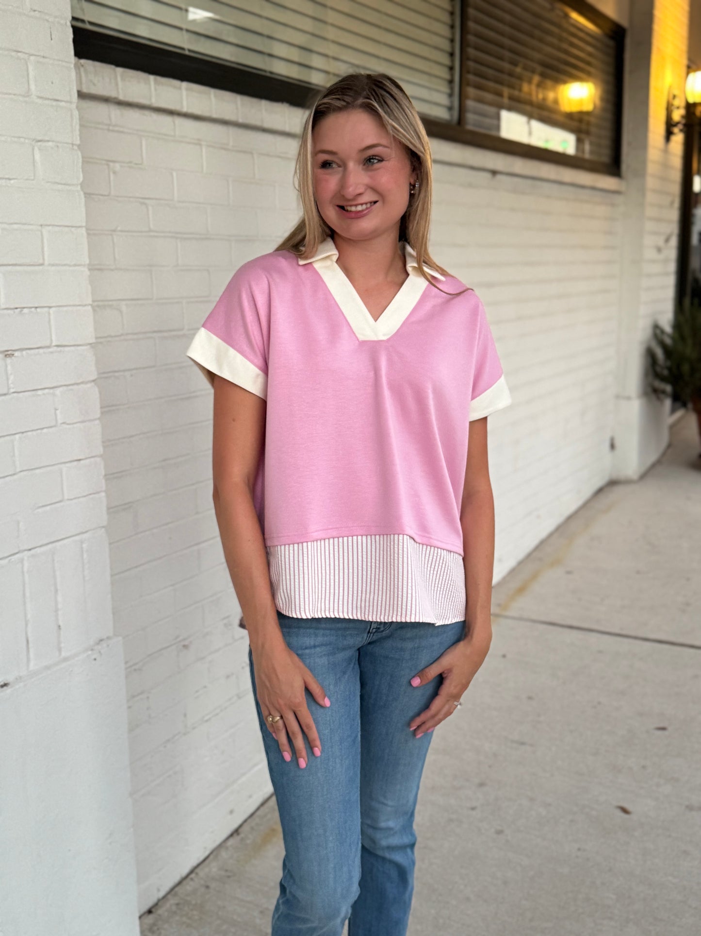 Lois Pink Stripe Top