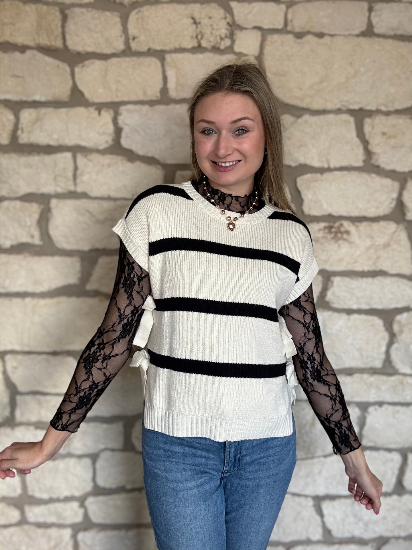 Lace Layering Top- Black